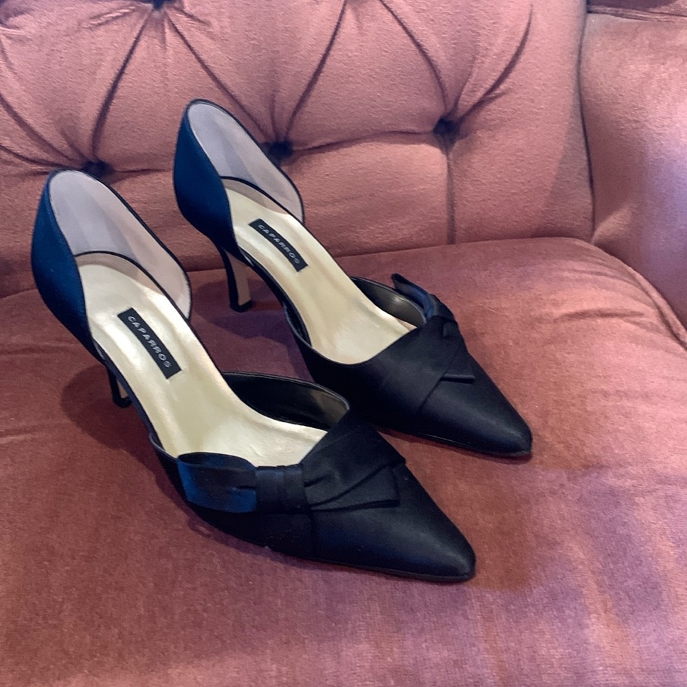 Caparros Black Heels with Bow Detail